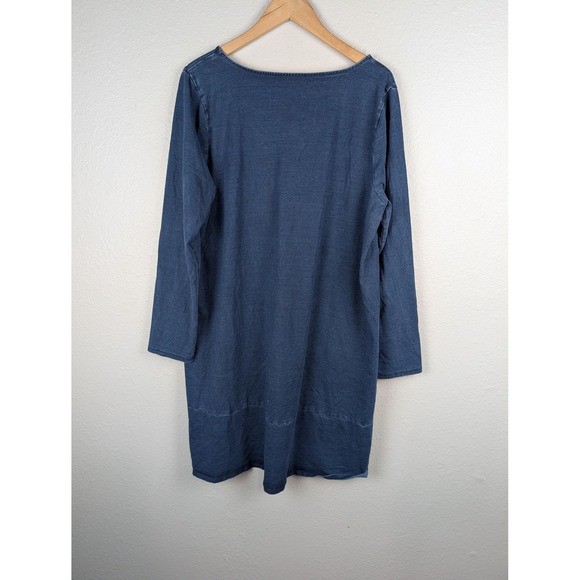 J Jill Pure Jill Dress Womens Large Blue Indigo V Neck Long Sleeve Tunic - Picture 3 of 9